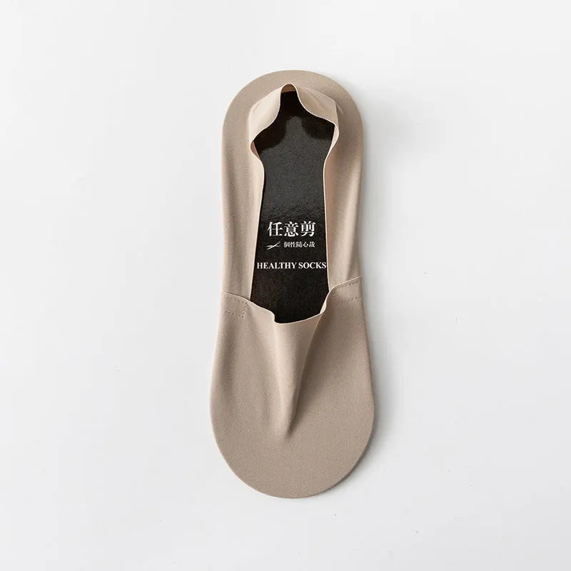 Men's seamless low-cut ankle socks in ice silk fabric with pure cotton bottom section