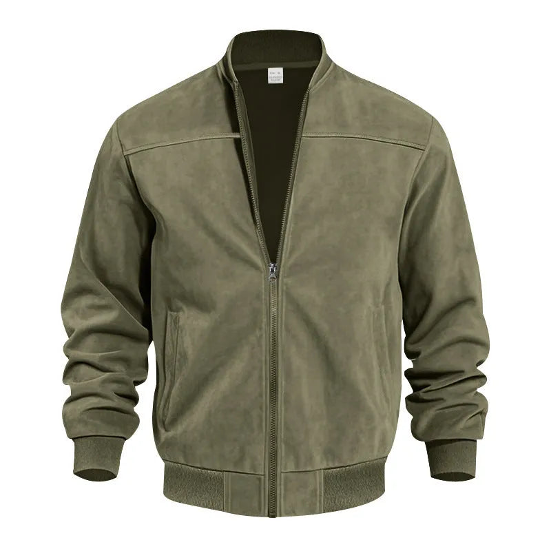 Men's plus size suede jacket with zipper front in multiple colour options