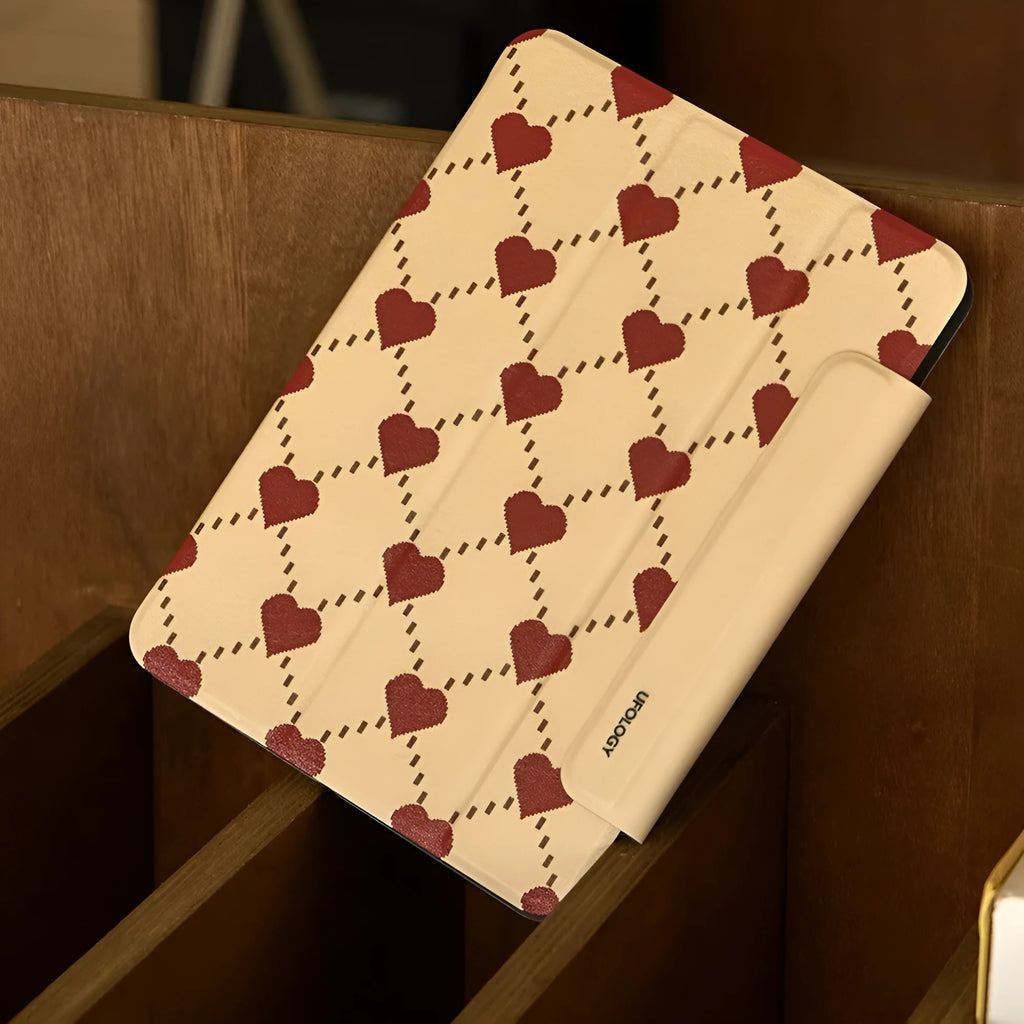 iPad Air magnetic protective case with double-sided clip attachment on polyurethane shell