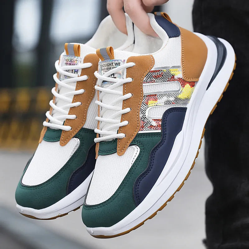 Plus size men's mesh sports casual shoes in three colour options with leather toe holder