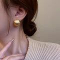 Matte brushed gold bean earrings for women, hypoallergenic studs with post-back closure, gold colour option