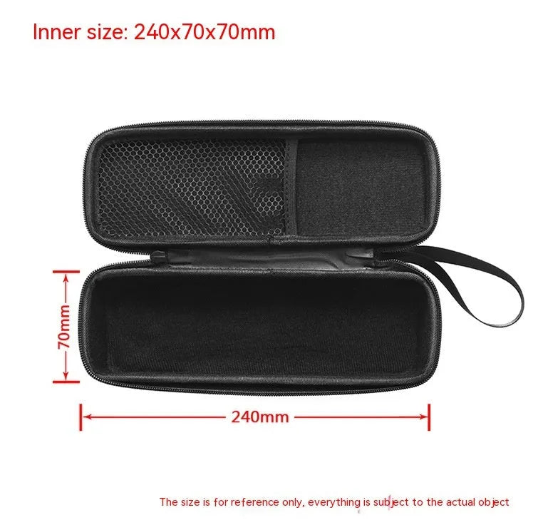 Black nylon protective bag for Huawei Sound Joy speaker, with hand rope and mesh pocket, 25x7x8.5cm