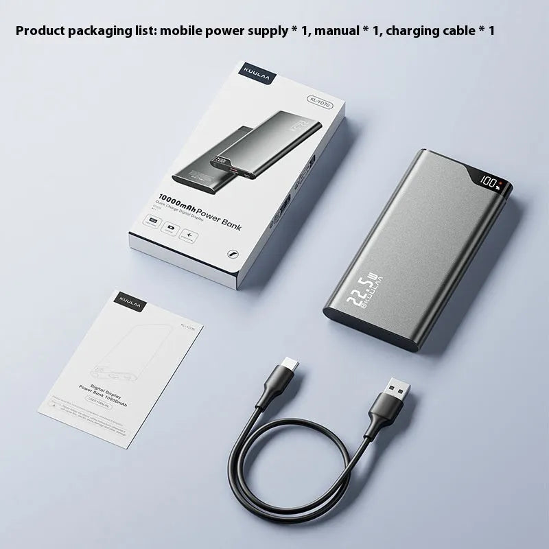 Super large capacity 225W fast charge power bank 10000mAh tarnish colour alloy shell with data cable
