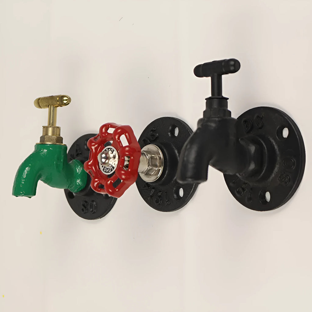 Water pipe style metal towel rack hook wall mounted in polished finish with three colour options
