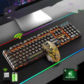 T3 wireless charging keyboard and mouse set with backlight in black orange light finish, USB receiver included