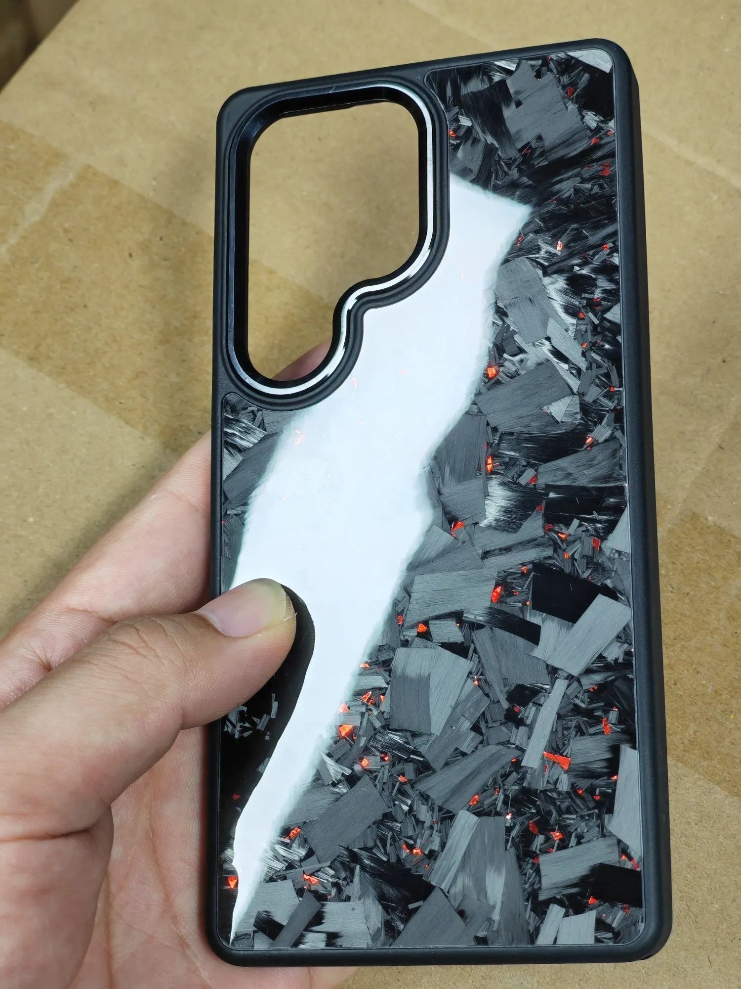 Carbon fibre forged phone case for Samsung S24 Ultra, black without magnetic, shockproof protective sleeve