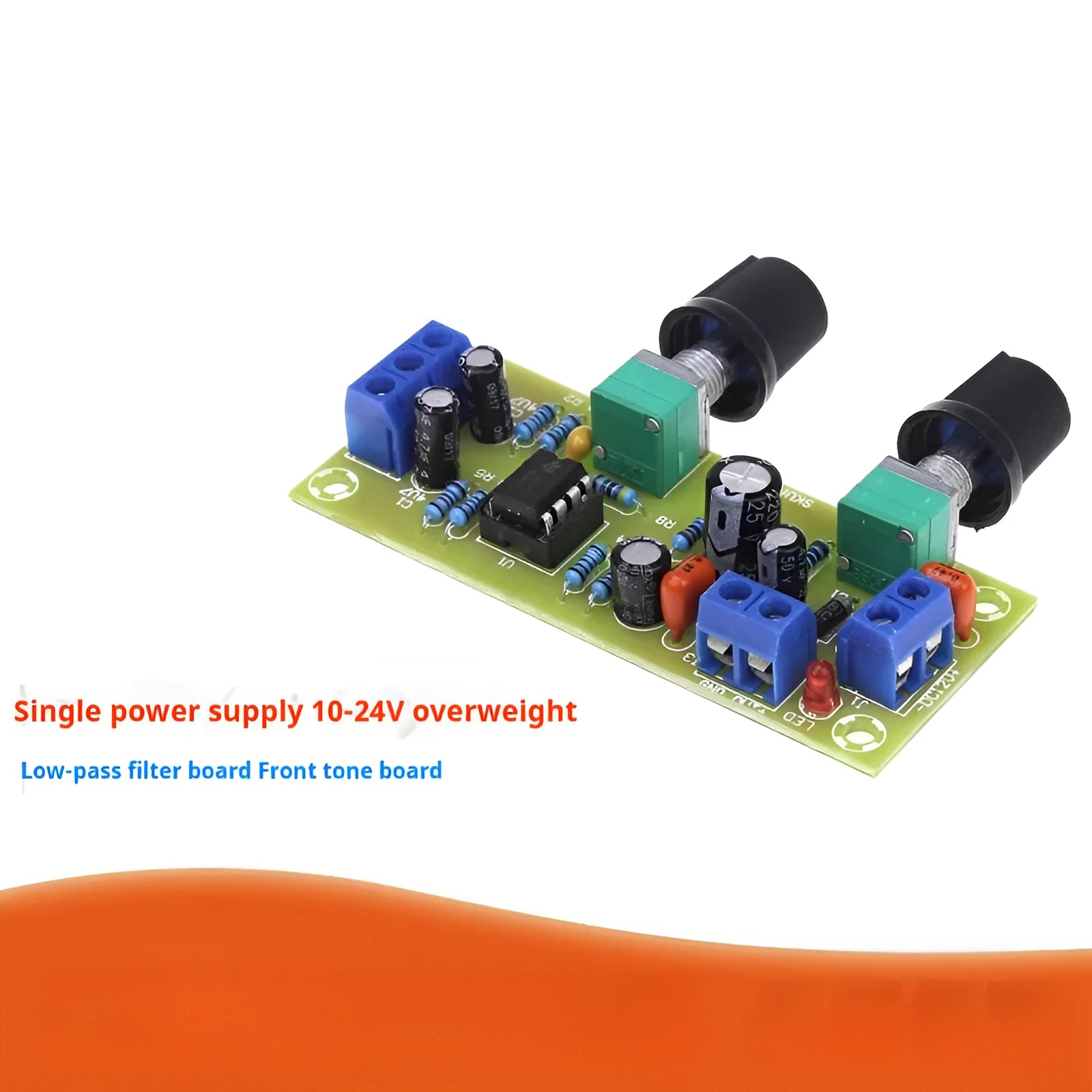Front stage bass boost audio circuit board measuring 78x32mm with FR-4 fibreglass construction