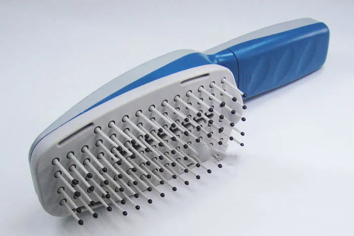 Pet comb ion brush with 78 metal teeth, 21.5cm length, photo color, for cats and dogs