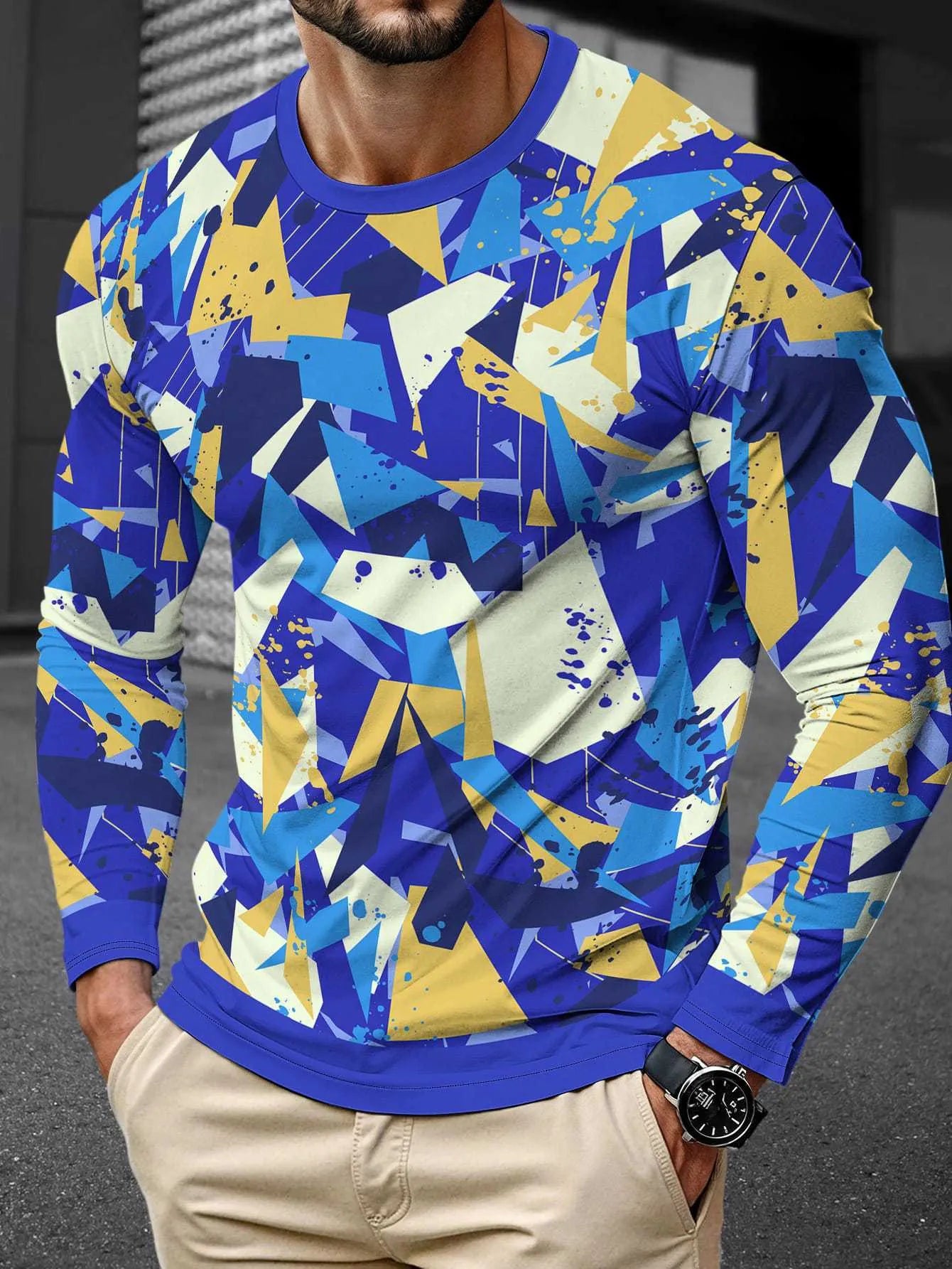 Men's long sleeve round neck milk silk pullover jumper on a hanger, multiple colour options available.