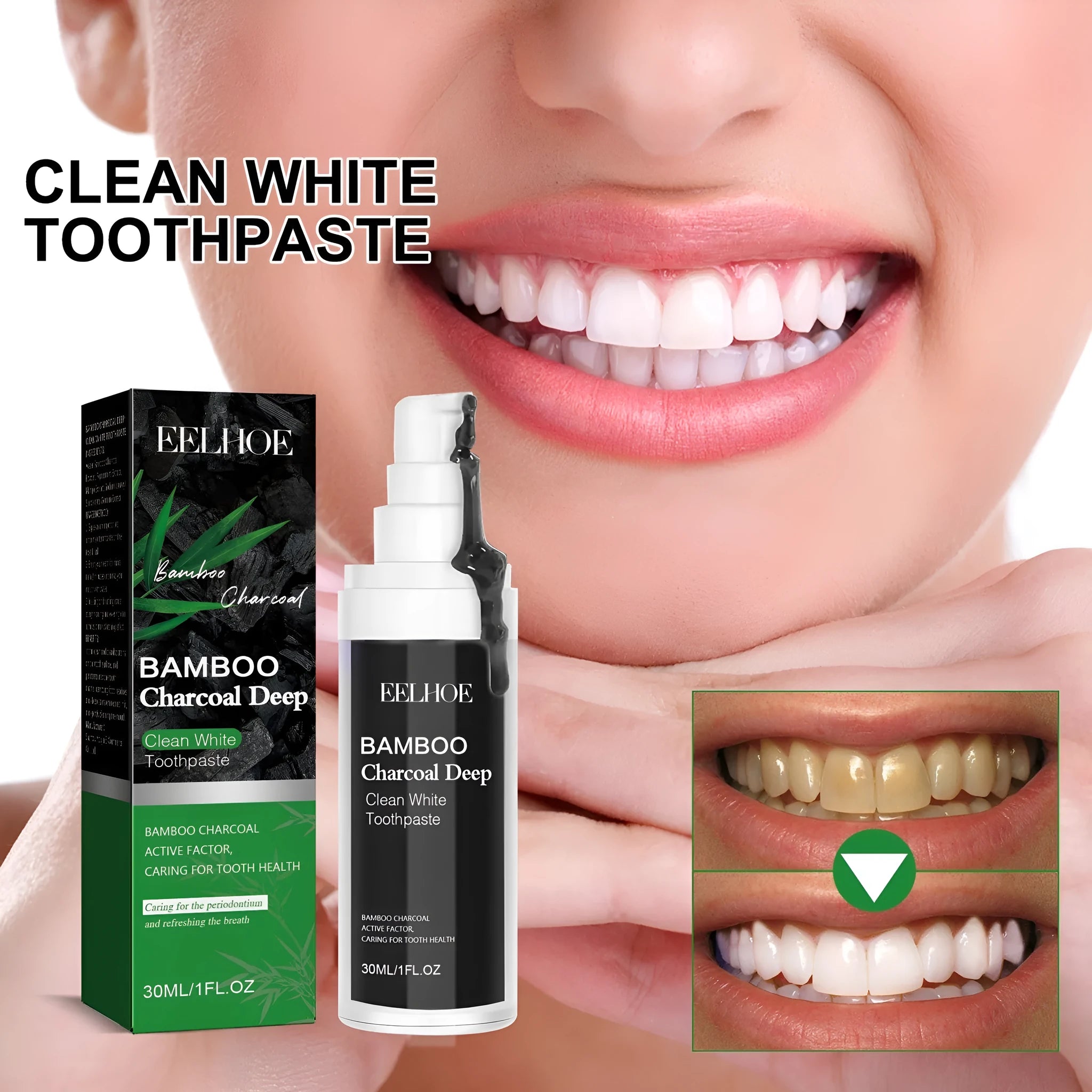 30ml bamboo charcoal toothpaste tube for stain removal and brightening