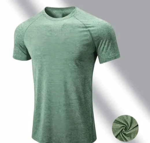 Men's tight stretch quick-drying running short sleeve t-shirt in polyester blend