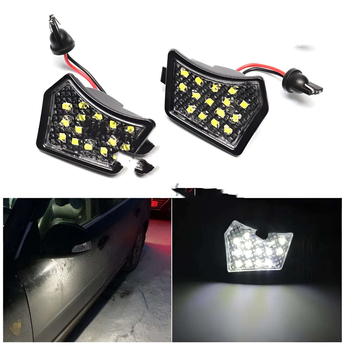 Crystal white LED under-mirror floor light in ABS housing for Volvo and Jaguar cars