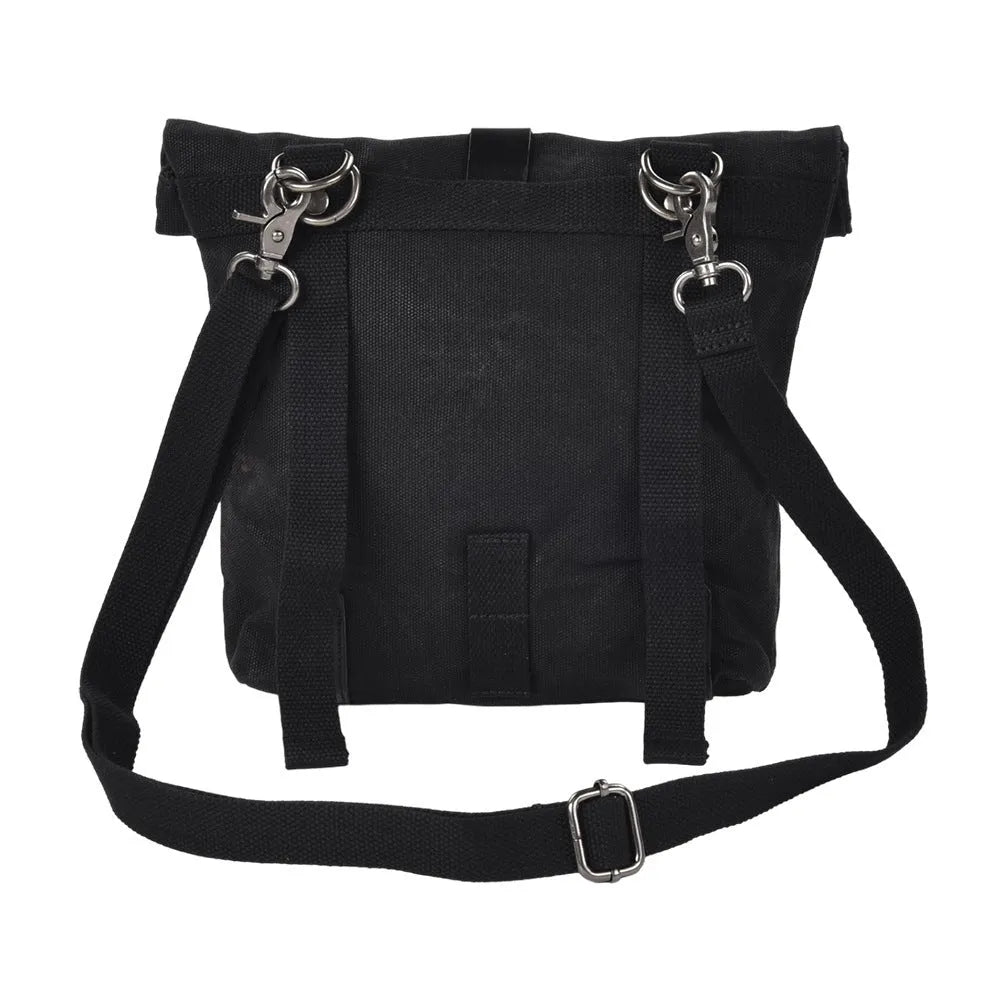 Universal motorcycle side bag batik canvas tool pannier in black and khaki colours