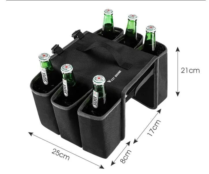 Black and orange bicycle double-sided beverage shelf bag with 2L capacity and 600D PVC construction