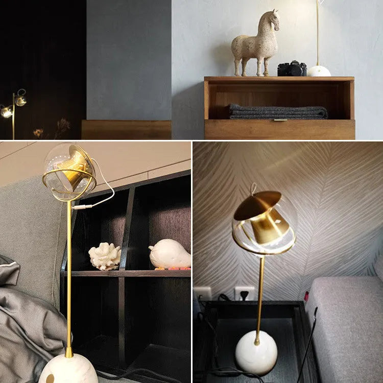 Light luxury creative glass lampshade dimmable desk lamp with LED and touch switch on a desk