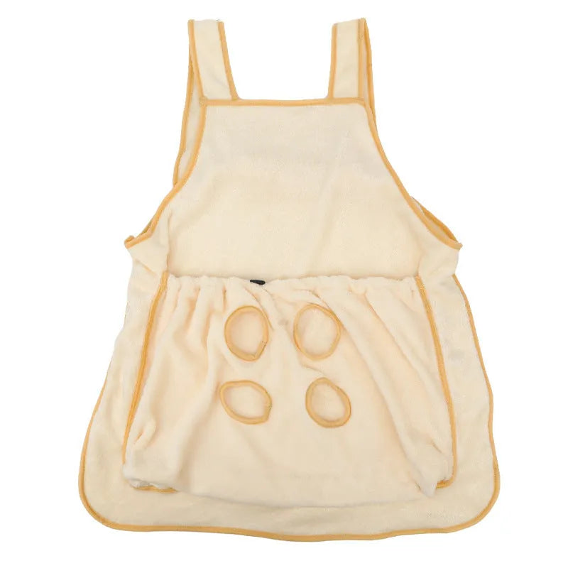 Plush pet carrier apron with adjustable neck strap and sleeping pocket for small cats and dogs
