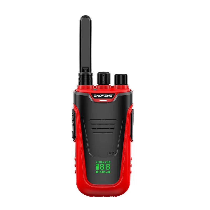 Red and yellow high-power 10W two-way intercom for hotel, restaurant, or family use.