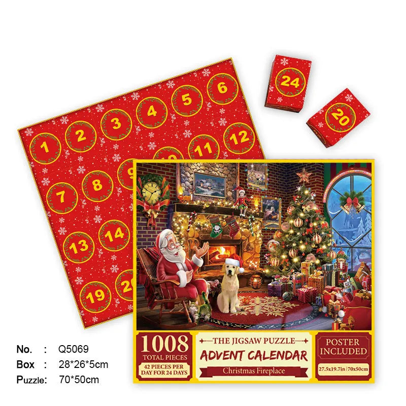 24-grid paper advent calendar puzzle box with colourful illustrations, 70x50 cm, for teenagers
