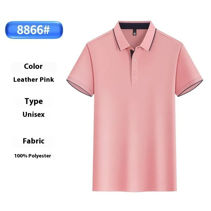 Men's light blue asymmetric overalls polo shirt made from ice silk fabric for summer workwear.