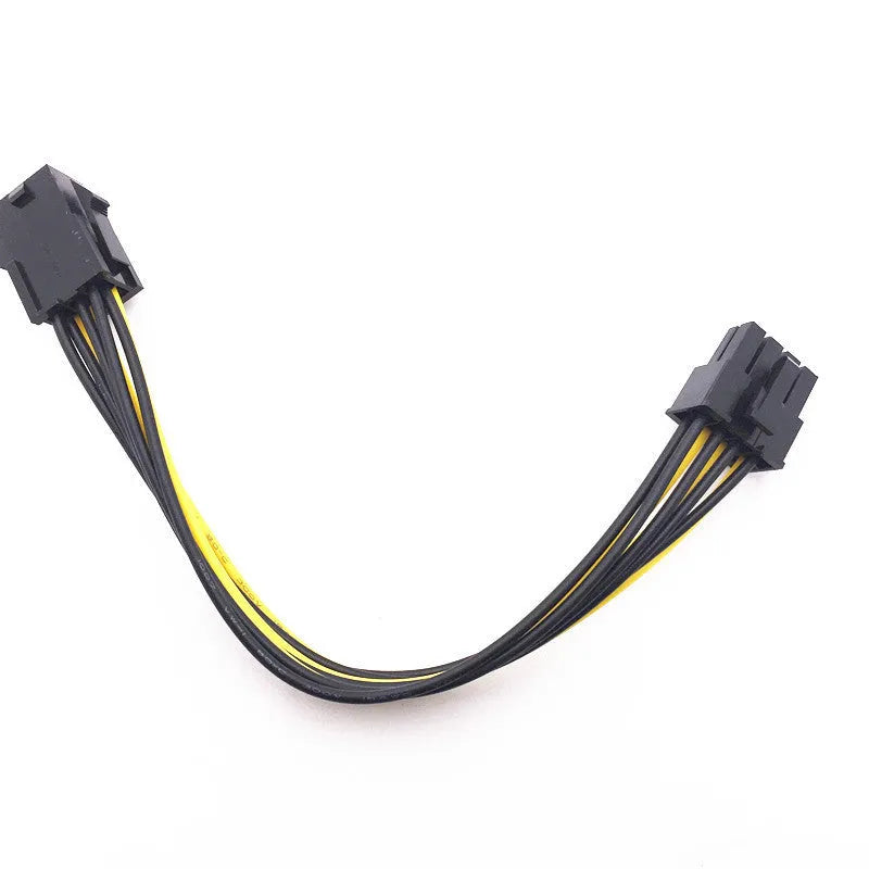 20cm long black 6-pin to 8-pin PCIe graphics card power extension cable on a white background.