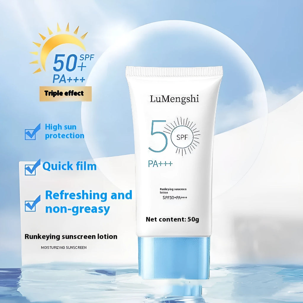 Tube of 50g refreshing sunscreen with whitening and moisturising for universal skin types
