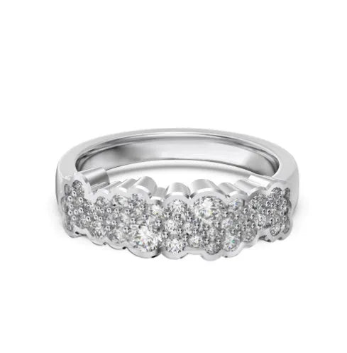 Sterling silver S925 drop-shaped ring in white gold colour on display