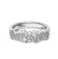 Sterling silver S925 drop-shaped ring in white gold colour on display