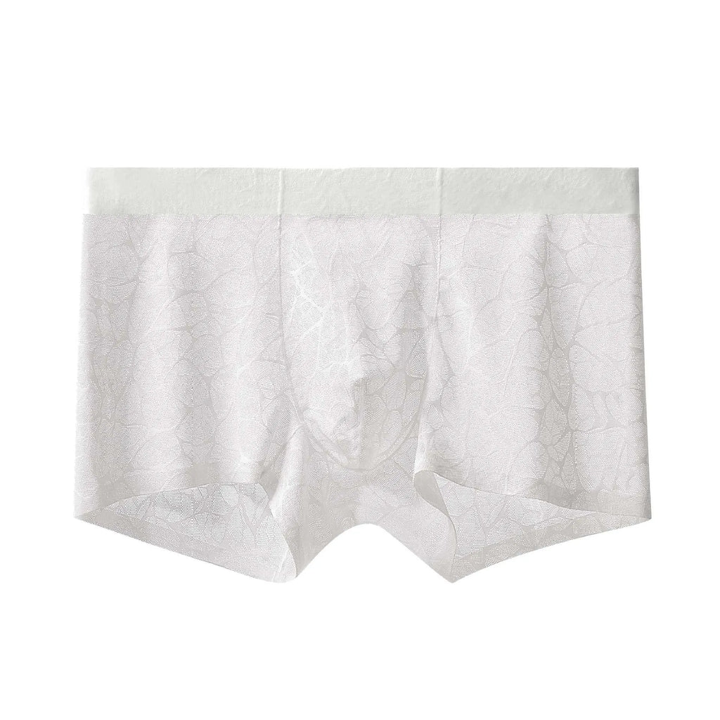 Men's thin lace leopard jacquard underwear in middle waist design showing five colour options
