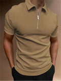 Men's short sleeve polo shirt with digital print in a choice of colours including navy blue, khaki, and light grey.