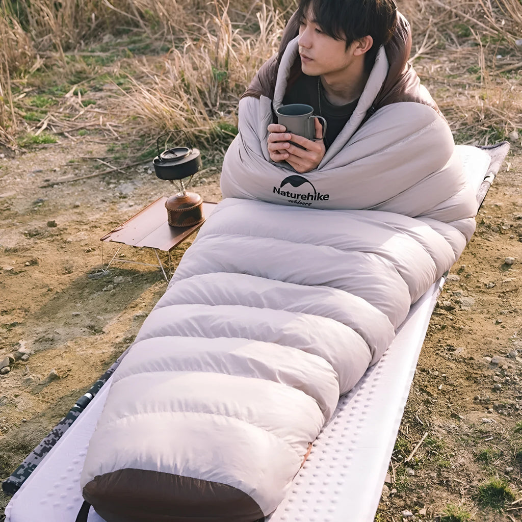 Goose down mummy sleeping bag in Snowbird series for adults, with storage bag