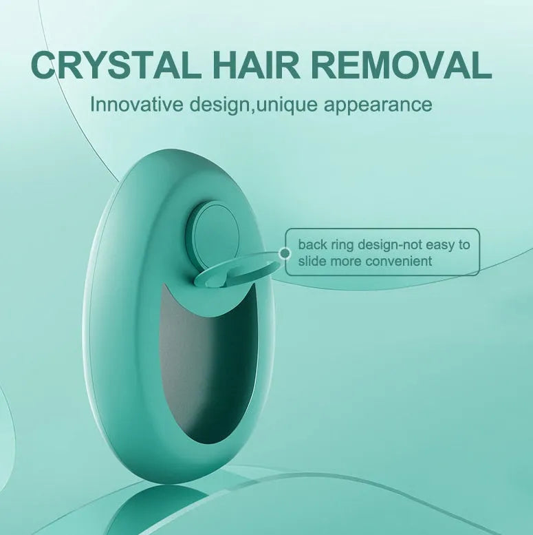CJEER crystal hair removal tool with nano-glass surface and metal finger ring in green colour