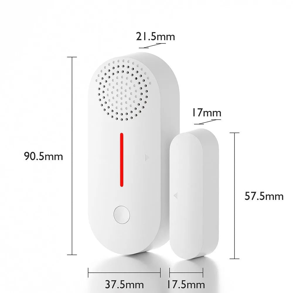 WiFi-enabled magnetic door sensor alarm with sound and light alert for smart home security