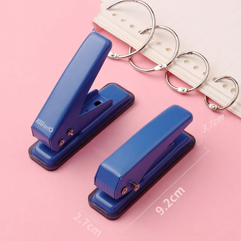 Single hole punch stationery tool, 20-page capacity, round hole puncher in blue colour