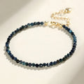 Blue tourmaline spacer bead bracelet with 3mm cut beads for women