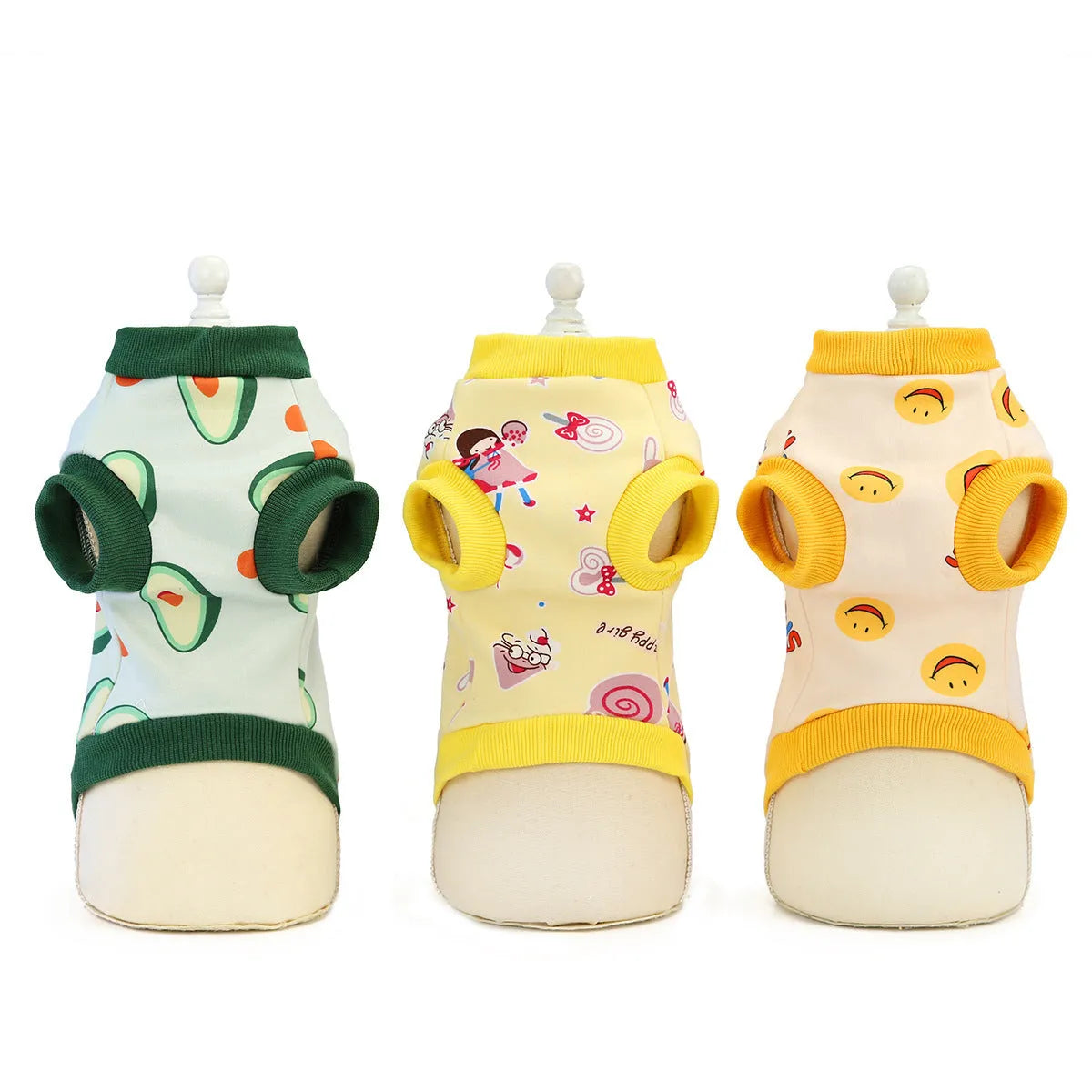 Yellow dinosaur design cotton cat clothes for autumn winter, casual style, available in multiple sizes