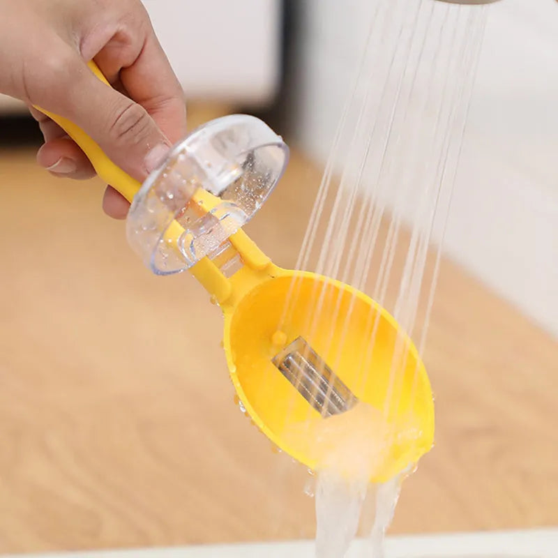 Yellow peeling knife with protective plastic storage lid for fruits and vegetables