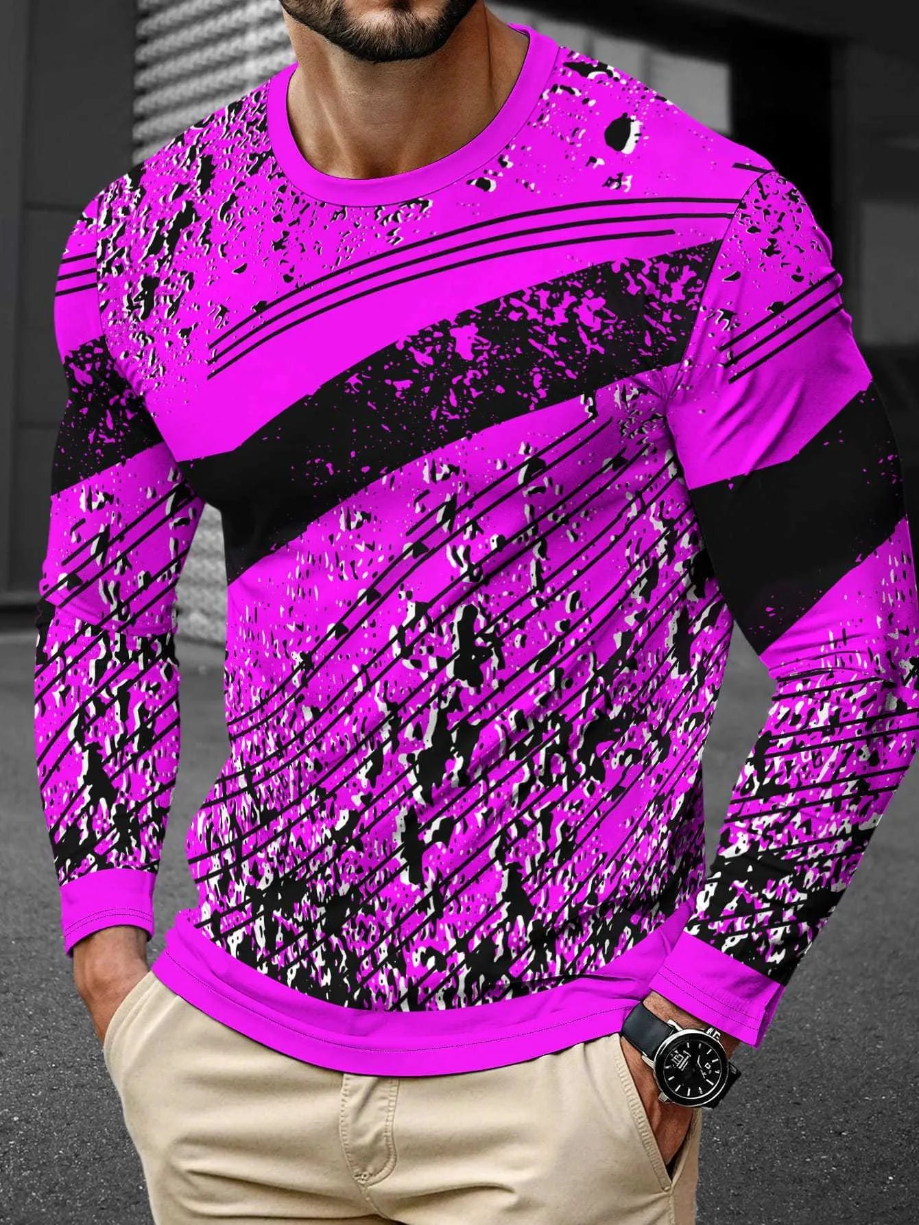 Men's long sleeve round neck milk silk pullover jumper on a hanger, multiple colour options available.