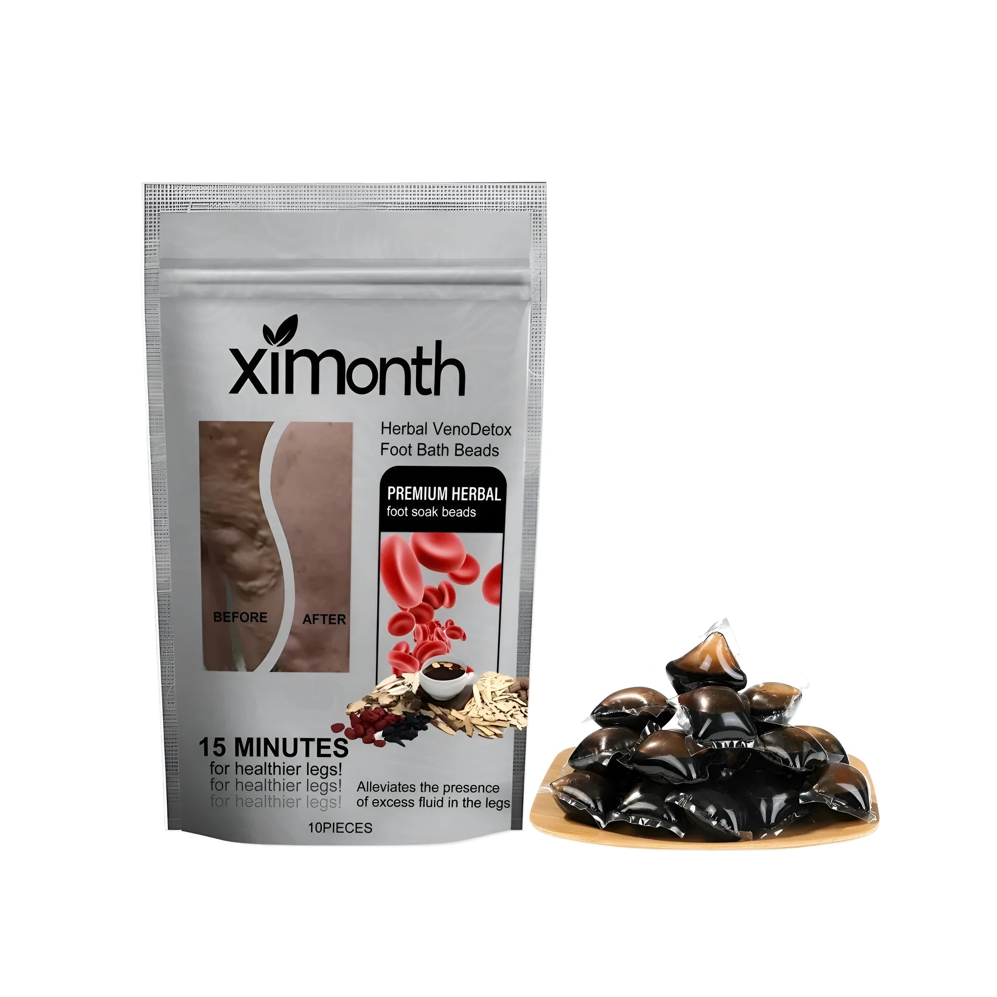 Pack of 10 condensed foot soak gel beads containing mugwort, bee venom and aloe extracts