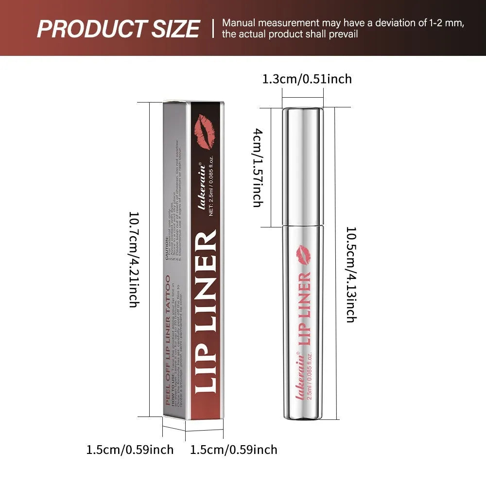 Matte finish lip liner pencil with pointed toe tip in four colour shades