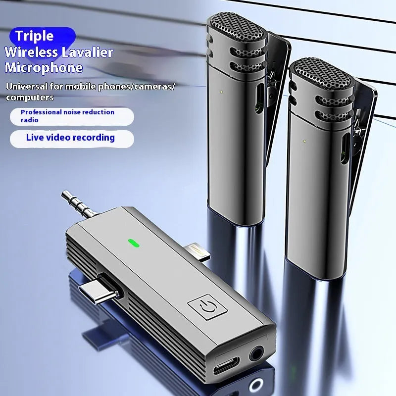 S17 wireless three-in-one neckline clip microphone receiver with universal device compatibility and 20Hz-20KHz frequency range