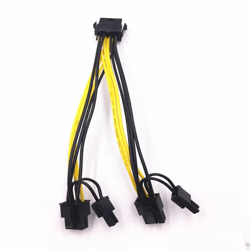 Black 8PIN female to dual 8PIN male graphics card power cable measuring 21cm with oxygen-free copper wire