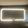White ABS plastic car sun visor with LED light and aluminium makeup mirror.