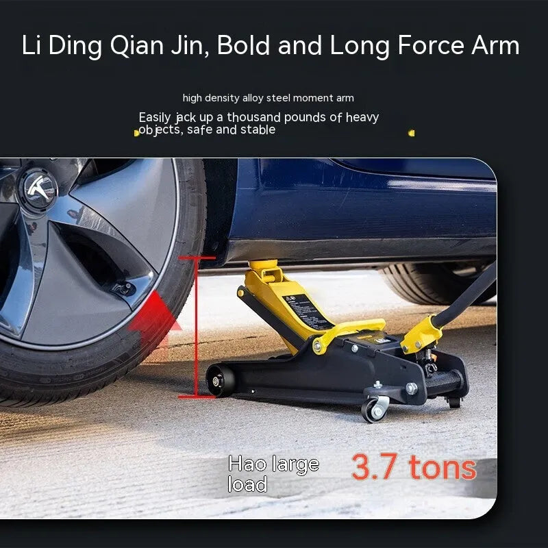 Hydraulic car jack for low-profile vehicles with anti-freeze performance