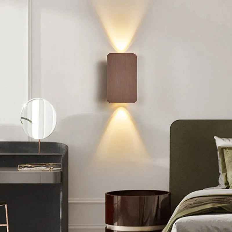 Minimalist modern LED wall lamp with Nordic design in metal construction showing two size options