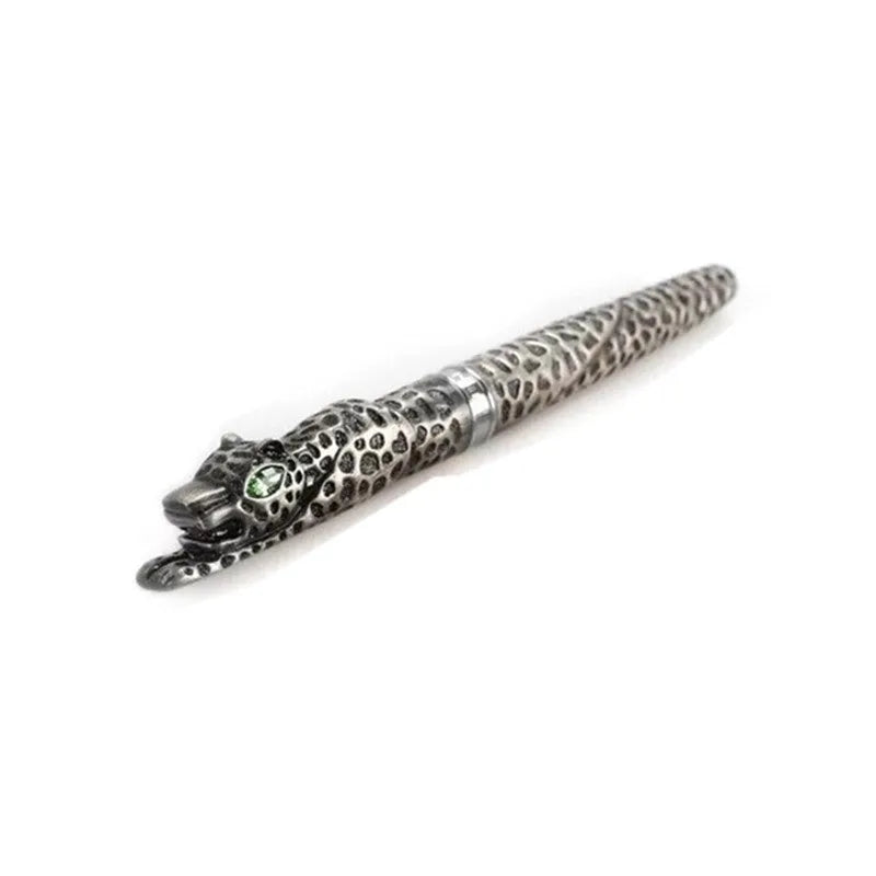 Metal embossed pen for business gifts in Ancient Silver or Gold finish on white background.