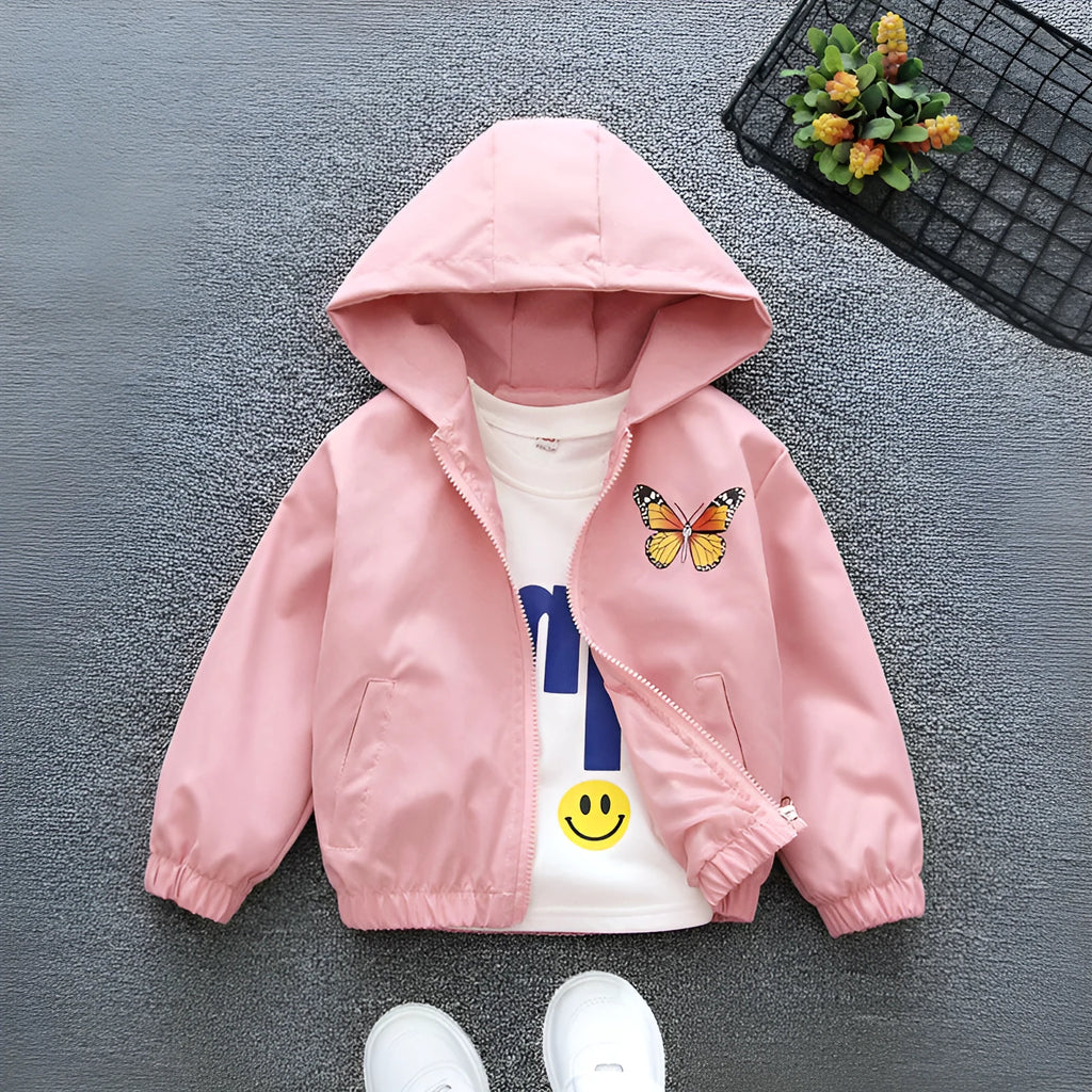 Girls animal print polyester hoodie in pink and purple colours for heights 90-160cm
