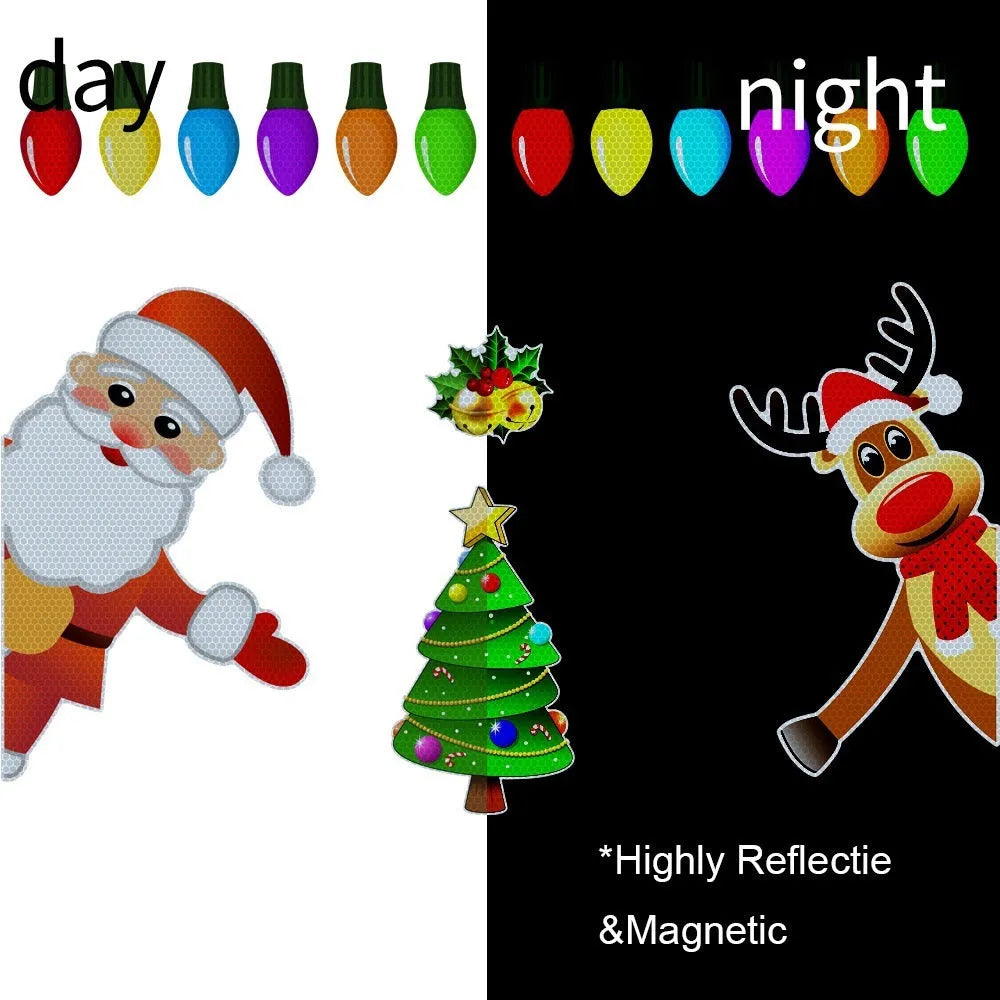 Christmas elk reflective magnetic car decoration sticker in RFM025 colour with cartoon design