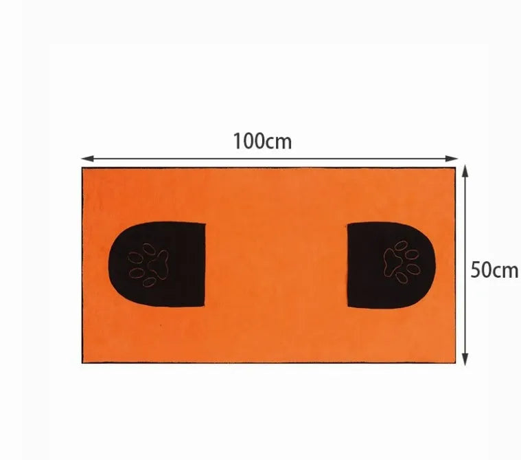 Blue cotton pet absorbent towel 86x49cm laid flat on a surface for drying pets