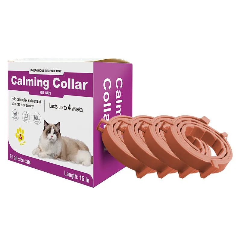 Orange soothing calming collar for cats and dogs adjustable composite material 38cm for cats