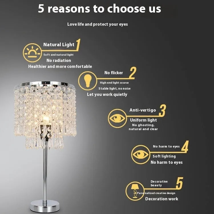 Rechargeable crystal table lamp 20x42cm modern simplicity style bedside lighting